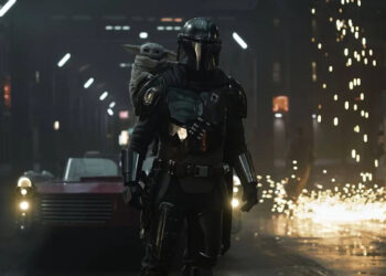 Pedro Pascal's Din Djarin and Grogu in The Mandalorian and Grogu.