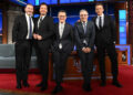 'Late Show' host Stephen Colbert with guests Jimmy Kimmel, Jimmy Fallon, John Oliver, and Seth MeyersCredit: Scott Kowalchyk/cbs