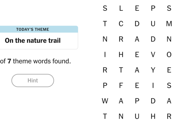 NYT Strands board for May 26, 2026: On the nature trail.
