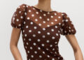 Mesh Polka Dot Fitted Top
