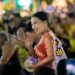 Princess Bajrakitiyabha greets royalist supporters outside the Grand Palace in Bangkok on November 1, 2020 in Bangkok