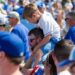 Royals fans gather outside Kauffman Stadium at Truman Sports Complex. That stadium, opened in 1973, cost $37 million to construct. Adjusted for the inflation of construction materials, that equates to $271 million in 2025 dollars. (Vaughn Wheat/The Beacon)