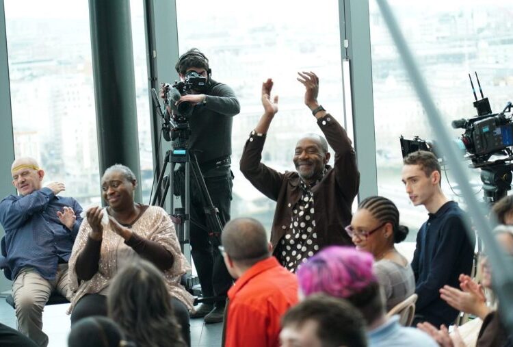 ROCKERDALE STUDIOS FOR ITV AND ITVX THE ASSEMBLY SERIES 2 EPISODE 3 Pictured : LENNY HENRY meets THE ASSEMBLY This image is under copyright of Rockerdalestudios and can only be reproduced for editorial purposes in your print or online publication. This image cannot be syndicated to any other third party. For further information please contact: Patrick.smith@itv.com 07909906963