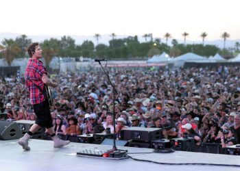 Stephan Jenkins of Third Eye Blind performs at the Mustang Stage during the 2026 Stagecoach Festival at Empire Polo Club on April 26, 2026 in Indio, California. 