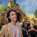 Christian Spencer in front of the Super Nintendo World portal at Universal Epic Universe.