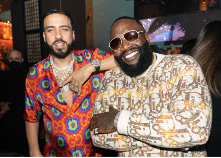 French Montana and Rick Ross facing off, with a "V" between them, logos for Complex and Apple Music above.