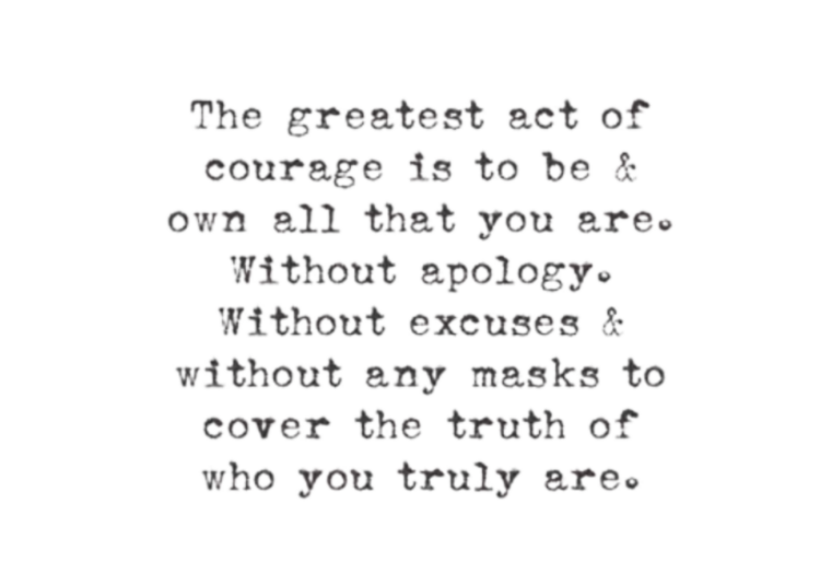 Black typewritten quote about authenticity on a white background