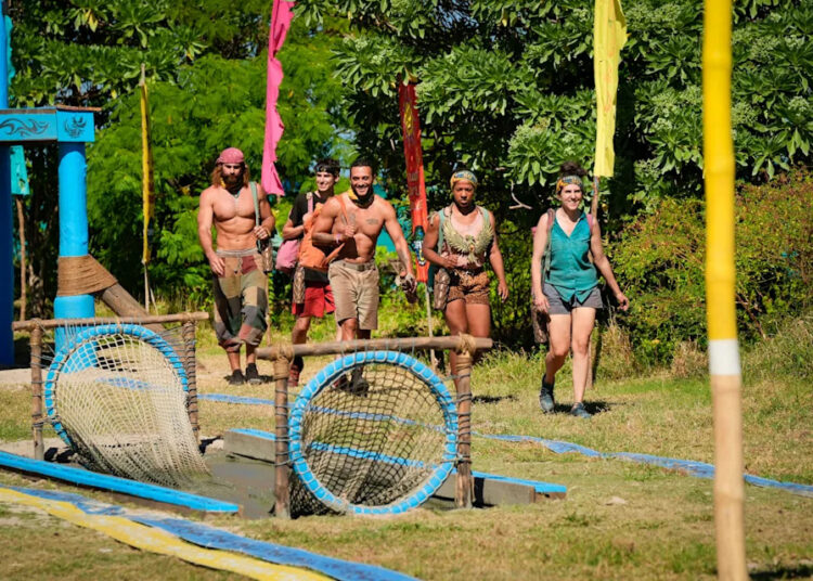 Survivor 50 finalists Jonathan Young, Rizo Velovic, Joe Hunter, Tiffany Ervin and Aubry Bracco.