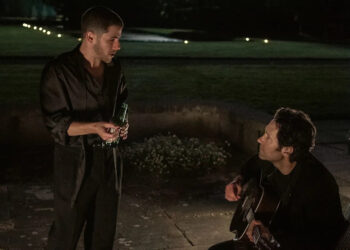 Nick Jonas and Paul Rudd in Power BalladCredit: David Cleary for Lionsgate