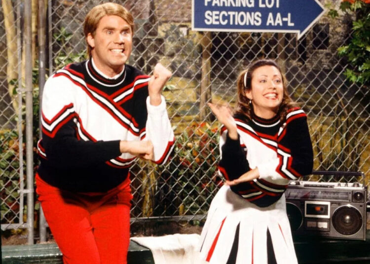 SATURDAY NIGHT LIVE -- Episode 5 -- Pictured: (l-r) Will Ferrell as Craig Buchanan, Cheri Oteri as Aranna during the 'Football Game' skit on November 11, 1995