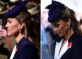 Two images of Kate Middleton at the Anzac Day memorial in London