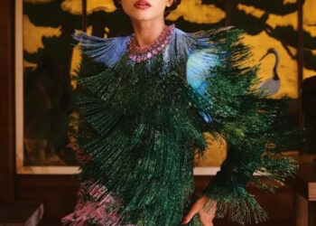 Zendaya brought dramatic movement and color to the Vogue Brasil shoot with a shimmering fringe dress and classic beauty styling.