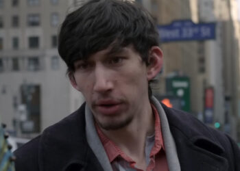 Adam Driver as Robby Vickery, talking to a woman in Law & Order: SVU.