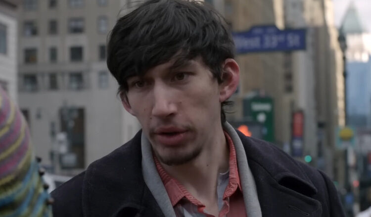 Adam Driver as Robby Vickery, talking to a woman in Law & Order: SVU.