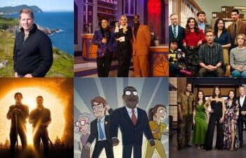 Clockwise: Home Network’s Rock Solid Builds, Flavour Network’s Halloween Bakeshop, Showcase’s The Paper, The HISTORY® Channel’s Curse of Oak Island, Adult Swim’s President Curtis and Flavour Network’s Top Chef Canada. Images courtesy of Corus Entertainment. (CNW Group/Corus Entertainment Inc.)