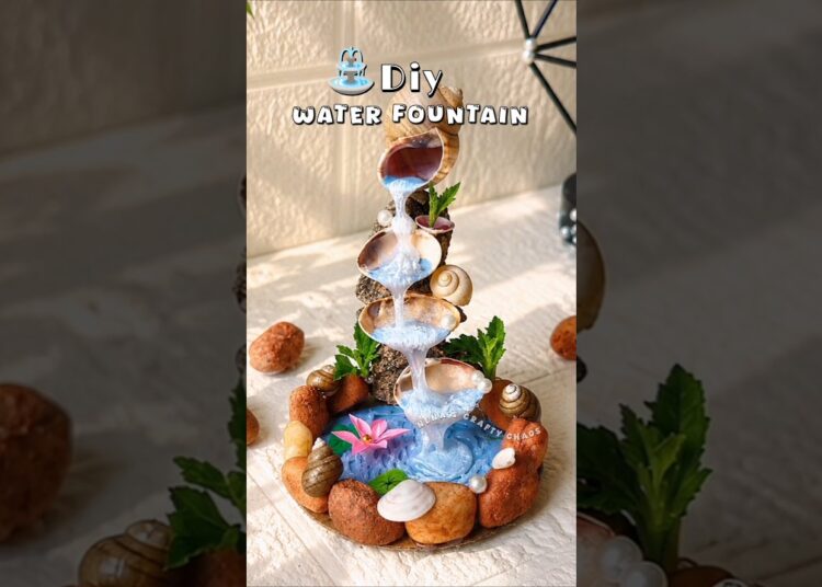 diy mini water fountain ⛲ #diy #shorts #art #viral #youtubeshorts #waterfall #homedecor #handmade