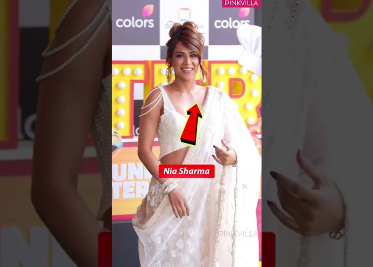 Nia Sharma 🤍 Royal White Saree Look | Laughter Chefs S3 😂 Glamour + Comedy Queen! #niasharma #shorts