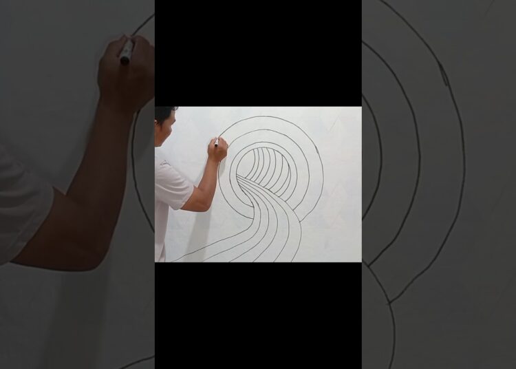 Wall painting optical illusion #cattembok3d #tutorial #3dwallpainting #art #shorts