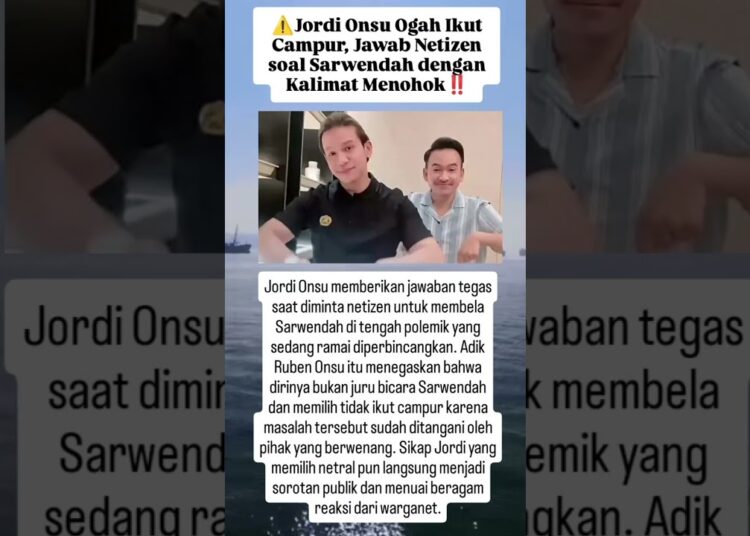 Diminta Bela Sarwendah, Jordi Onsu: Emang Saya Jubir?. #viral #gossip #tranding