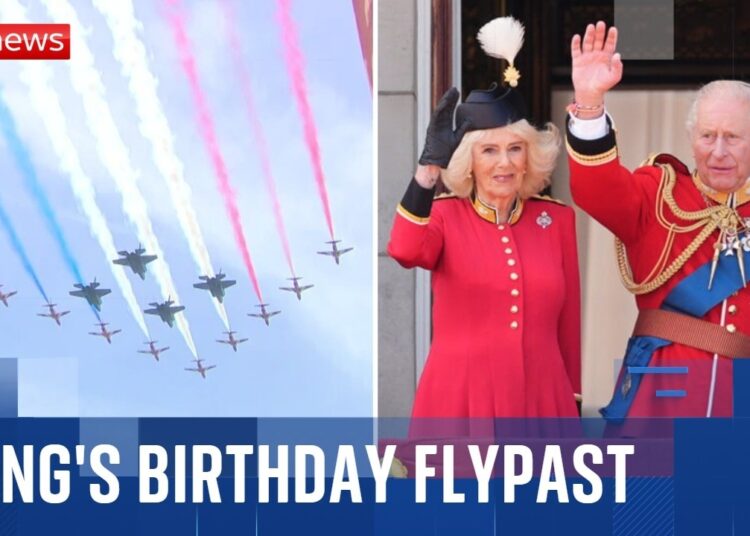 Royal Family watch Red Arrows flypast from Buckingham Palace balcony