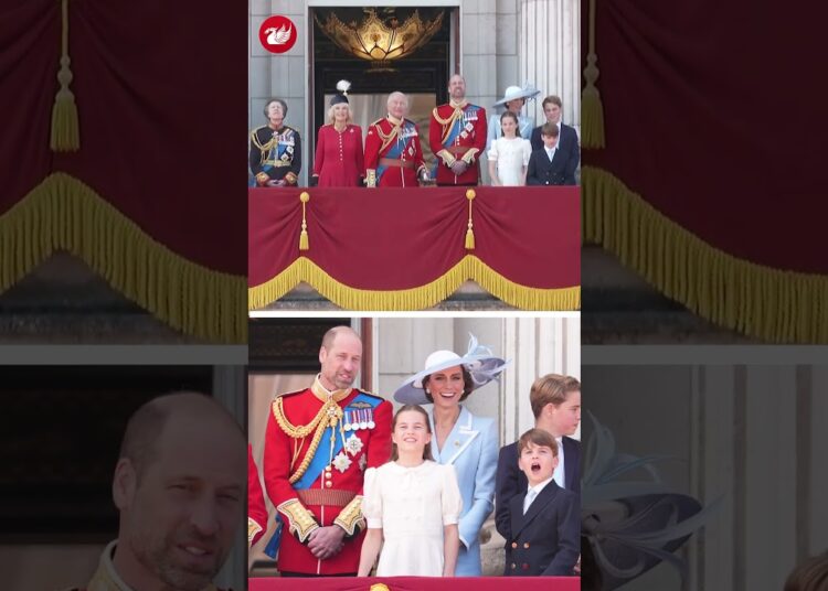 Royals wave at crowds from the Buckingham Palace Balcony following the Trooping the Colour