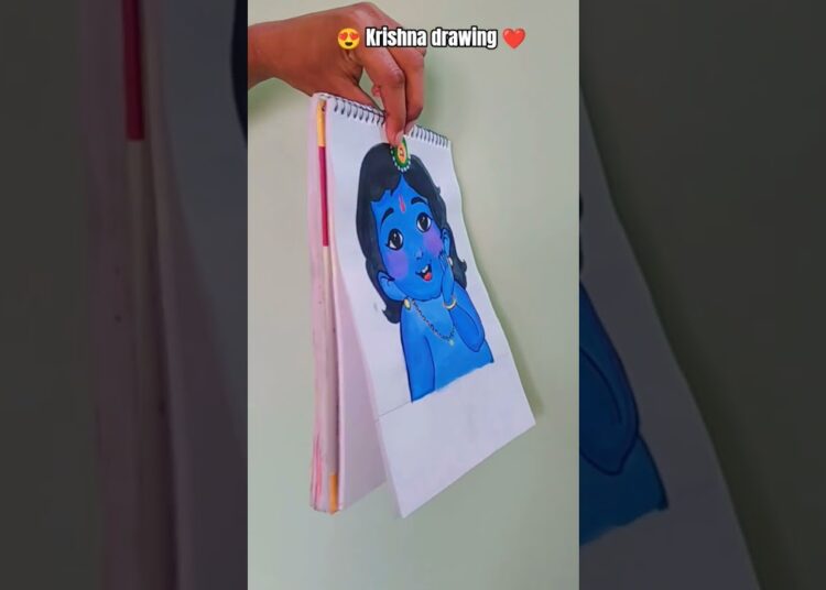 😍 krishna drawing ❤️ #radheradhe #krishna #drawing #artist #viralvideo #shorts