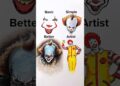 How To Draw Pennywise😳: Basic To Artist Level😱 #ytshorts #drawing #shorts