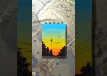 beautiful sunset painting for beginners artist 😱 #shorts #paintingforbeginners #acrylicpainting