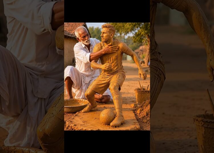 Poor Village Artist Turns Clay into a Football Star | Satisfying Sculpture Process #shorts