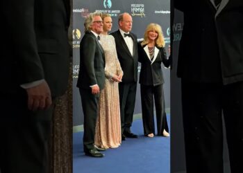 Kurt and Goldie posed wiht Prince and Princess of Monaco. #monaco #celebrity #ytshorts