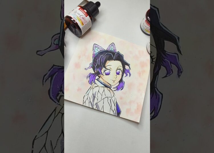 Shinobu watercolor drawing using @Isomarsglobalproducts #art #artist #watercolor #fyp #drawing