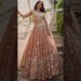 Serving pure royalty in this peach and gold mirror-work lehenga👑​#DesiGirl#LehengaInspiration#Ethnic