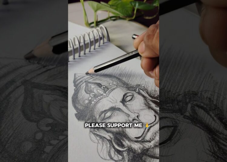 💖 #art #trending #drawing #artist #sketch #youtubeshorts #hanuman #painting #feed #bhakti #shorts
