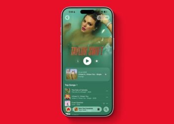 An iPhone mockup with Apple Music's new artist page in iOS 27