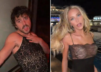 Benson Boone Channels Alix Earle by Wearing Sheer Lace Mini Dress in Viral ‘Time of My Life’ TikTok
