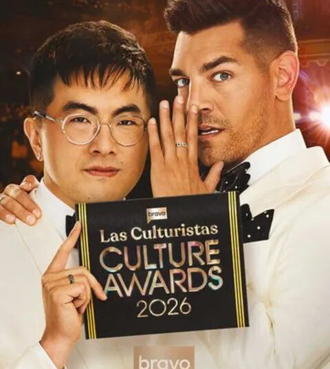 Bowen Yang and Matt Rogers for the 'Las Culturistas' Culture AwardsCredit: Bravo Media