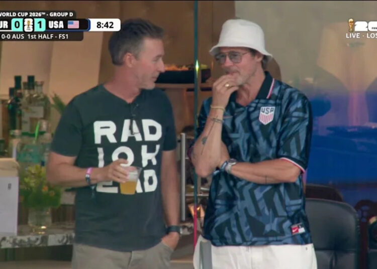 Brad Pitt and Ed Norton were spotted together at the SoFi stadium World Cup match on Thursday, leading to everyone making jokes about “Fight Club.” Fox Sports