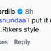 A screenshot of a comment by Cardi B on Instagram, mentioning "@breshundaa" with a humorous remark.