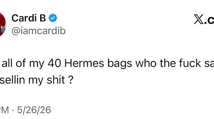 Tweet by Cardi B denying selling her 40 Hermes bags.