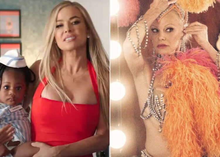 Carmen Electra in 'Good Burger 2'; Pamela Anderson in 'The Last Showgirl'Credit: Everett; Roadside
