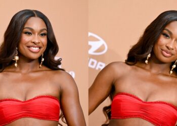 Coco Jones in Basil Soda Dress at BET Awards 2026