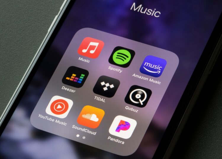 Assorted Music Apps on smartphone screen