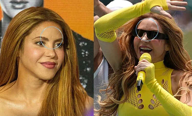 Left: Shakira at an event in New York in May 2026. Right: Shakira at the World Cup opening ceremony in June 2026.