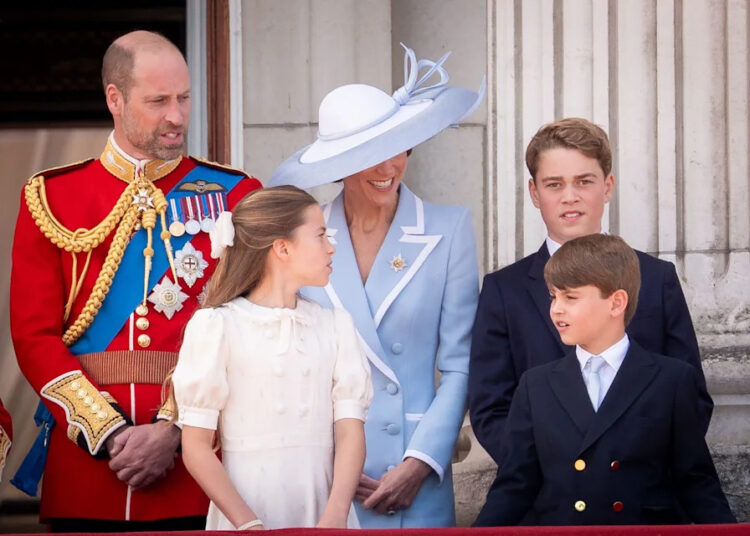The Wales family, including Prince William, Princess Kate, and their children at Trooping the Colour 2026