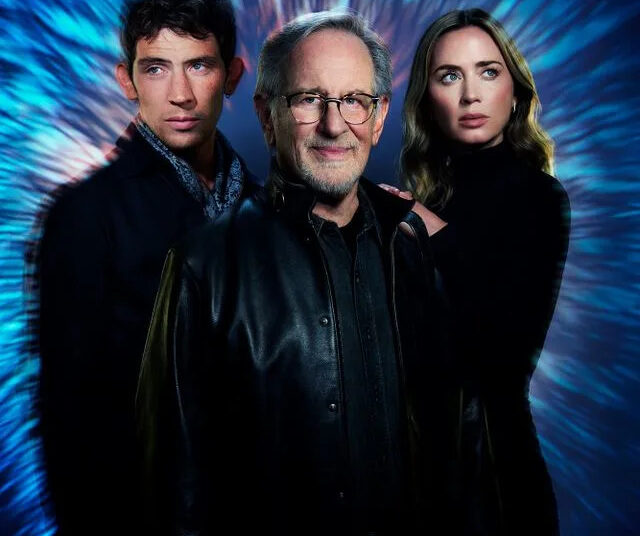 Josh O'Connor, Steven Spielberg, and Emily Blunt photographed exclusively for EW's 'Disclosure Day' cover shootCredit: Pari Dukovic