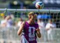 England's Harry Kane heads a ball during practice on Victory Field at Swope Soccer Village, Saturday, June 13, 2026, in Kansas City. The team will call Prairie Village home during the World Cup.