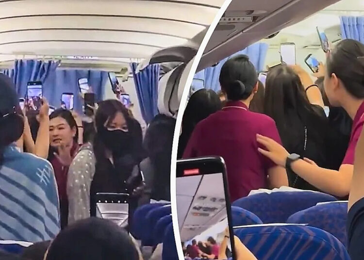 Fans mob airplane aisle mid-taxi to film mystery celebrities in first class