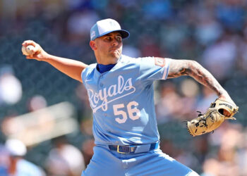 Royals reliever Alex Lange delivers a pitch against the Minnesota Twins during the ninth inning of Kansas City's 3-2 win at Target Field in Minneapolis on Saturday, June 6, 2026.