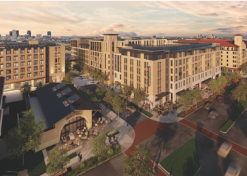A rendering of Morado on Berry, a $82.9 million mixed-use development TCU is building in partnership with Endeavor Real Estate Group near the intersection of West Berry Street and South University Drive. Construction is expected to be complete in fall 2027.
