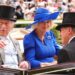 King Charles III and Queen Camilla with Brough Scott (right) at Royal Ascot